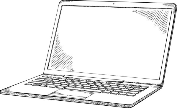 Ноут сбоку рисунок