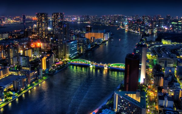 Япония Мегаполис Токио ночью