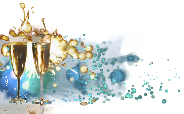 Новогодние фужеры на прозрачном фоне