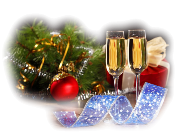 Новогоднее шампанское на прозрачном фоне
