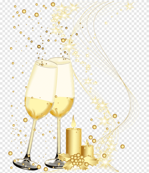 Новогодние фужеры на прозрачном фоне