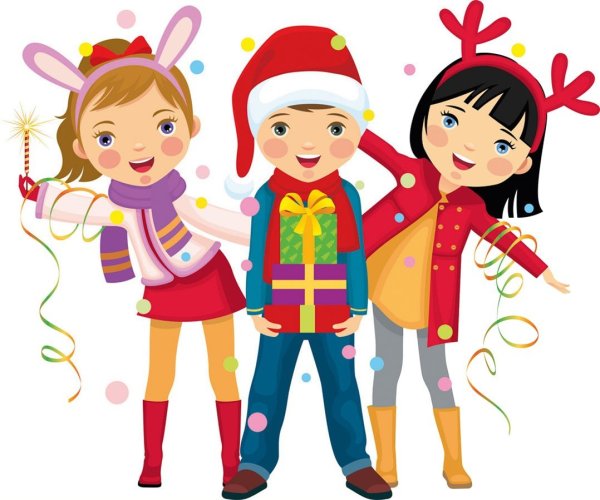 Дети в новогодних костюмах мультяшные