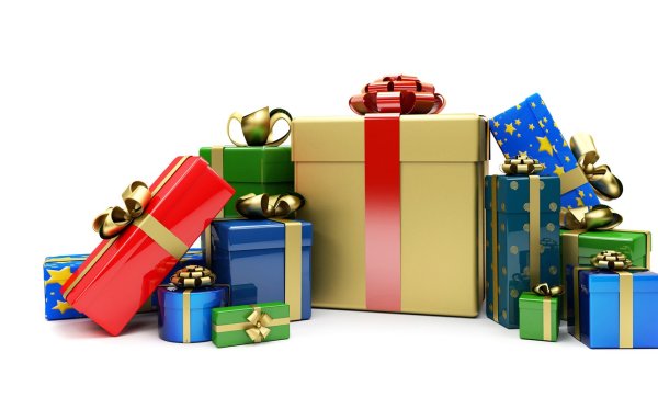 Коробки с подарками на прозрачном фоне