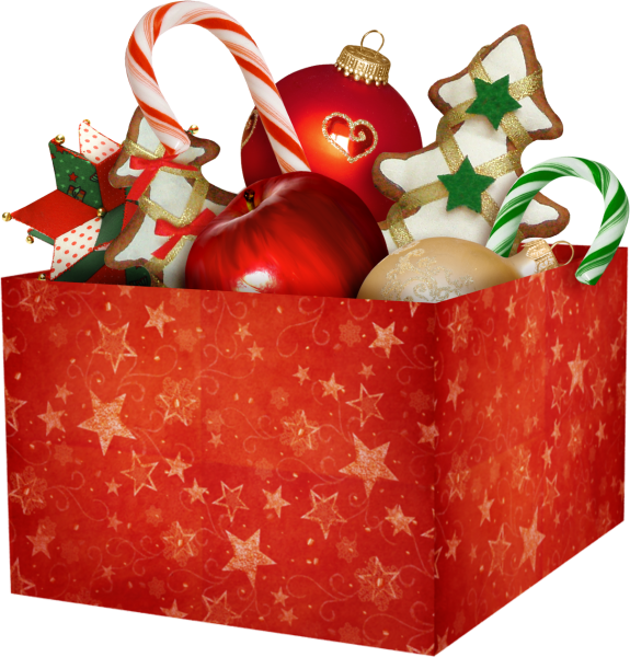 Новогодние подарки на прозрачном фоне