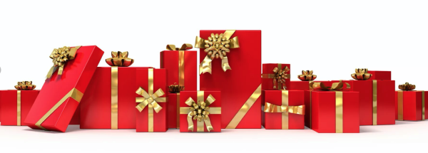Коробки с подарками в ряд