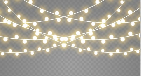Гирлянда лампочки на прозрачном фоне