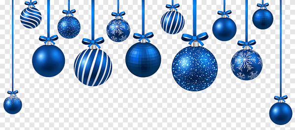 Синий новогодний шарик на прозрачном фоне