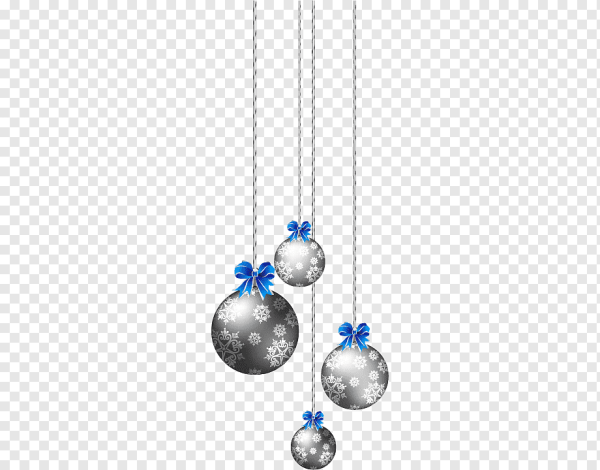 Серебряные новогодние шары на прозрачном фоне