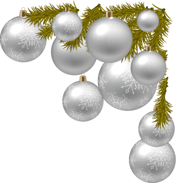 Новогодние украшения на прозрачном фоне