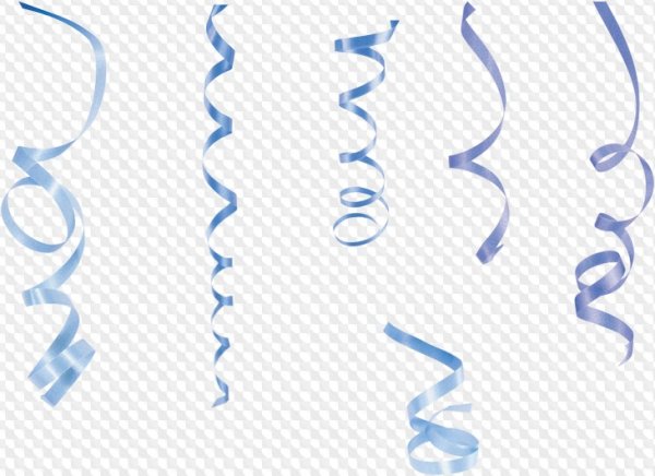 Серпантин голубой на прозрачном фоне