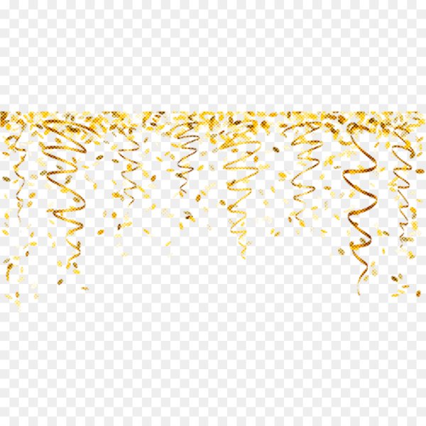 Золотой серпантин на прозрачном фоне
