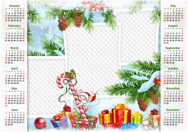 Календарь новогодний макет