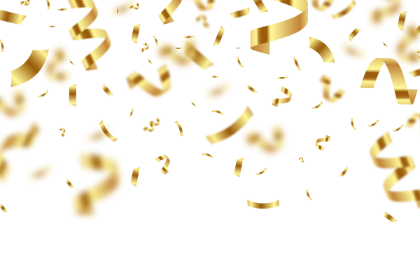 Золотое конфетти на белом фоне