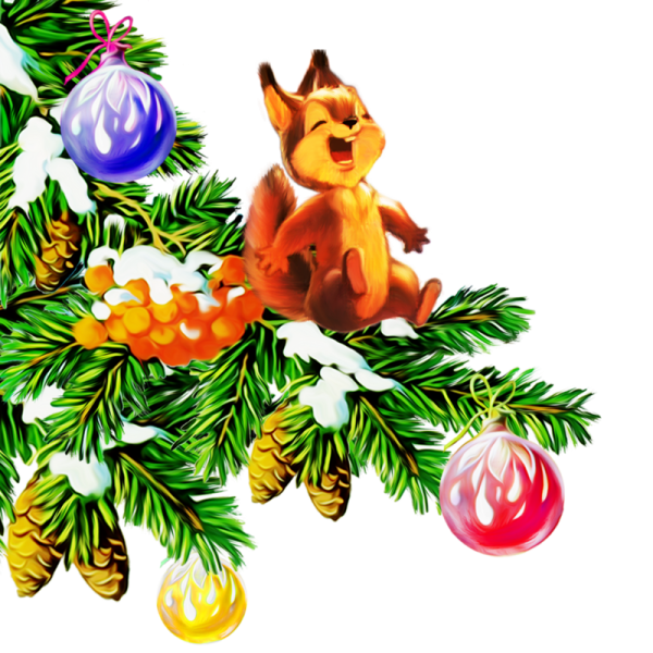 Новогодние звери на прозрачном фоне