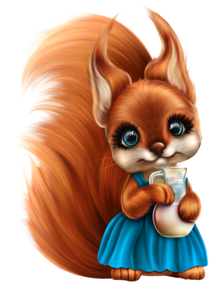 Белочка на прозрачном фоне