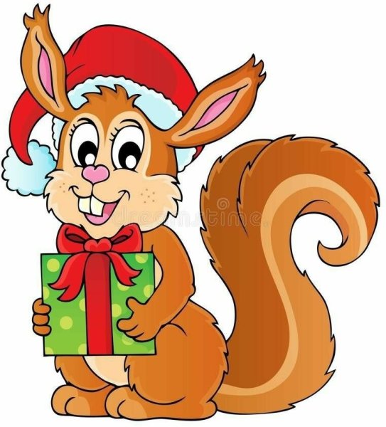 Белочка Новогодняя на прозрачном фоне