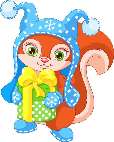 Новогодние зверушки мультяшные