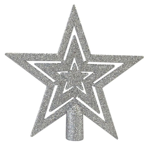 Наконечник на макушку елки звезда серебряная