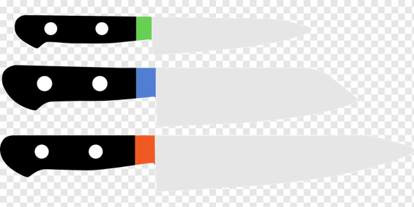 Набор ножей на прозрачном фоне