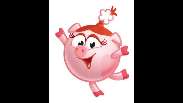 Нюша из смешариков на белом фоне