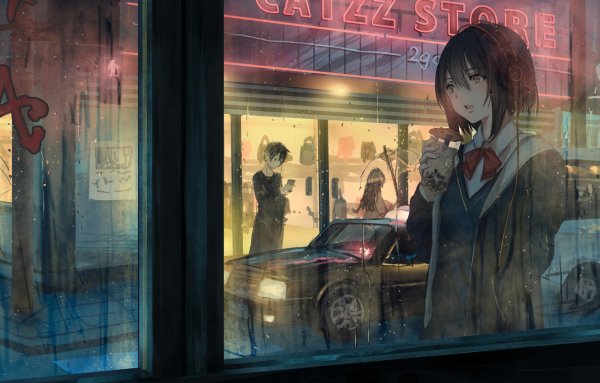 Отражение девушки в витрине