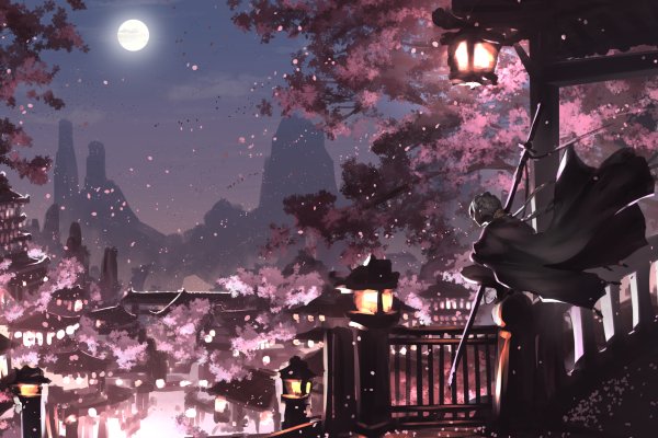 Аниме пейзаж темный