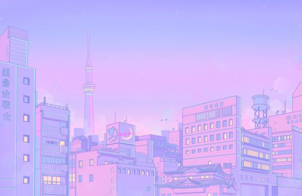 Город в пастельных тонах арт