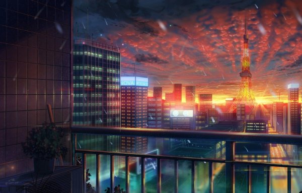 Аниме Бэкграунд ночной Токио