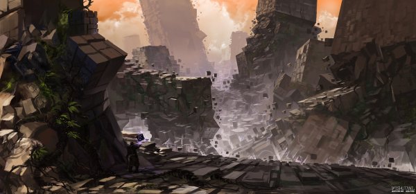 Разрушенный город аниме