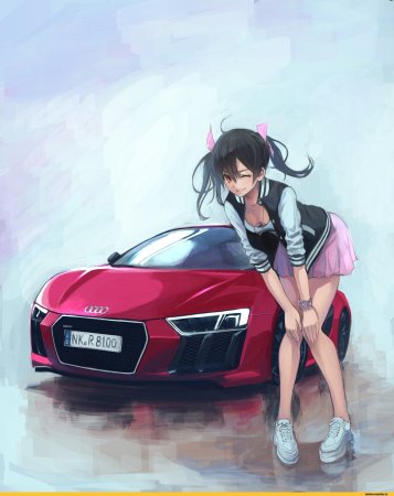 Аниме девушки и машины