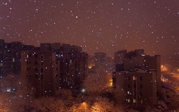 Зимняя ночь в городе