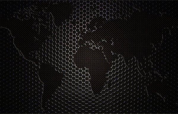 Карта мира на черном фоне