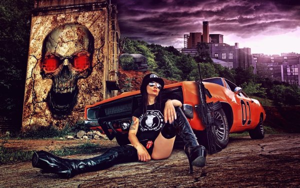 Девушки автомобили граффити