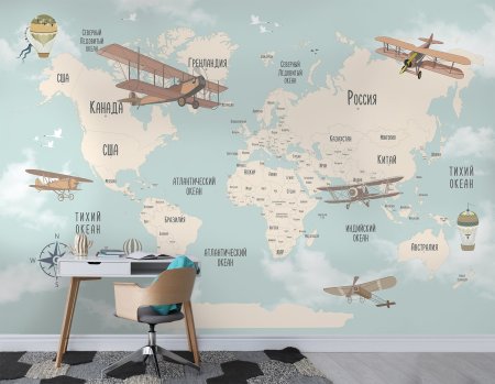 Обои с картой мира в детскую
