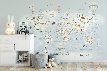 Детские обои карта