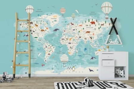 Карта мира фотообои для детской