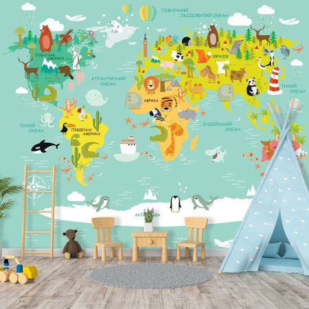 Детская географическая карта на стену