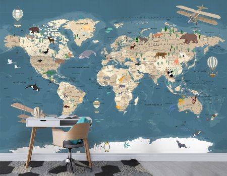 Обои карта мира в детскую комнату
