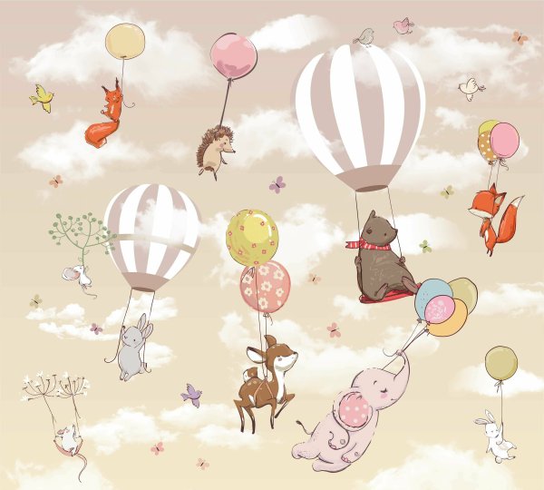 Детские фотообои с воздушными шарами