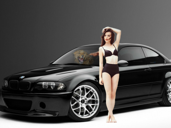 БМВ купальник девушки и машины