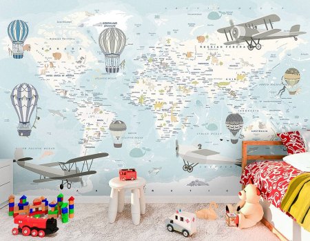 Детская комната с картой мира