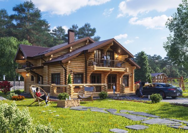 Современный бревенчатый дом