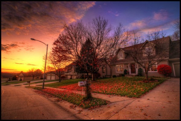 Индиана США пригород осенью