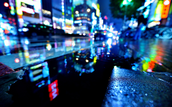 Ночь город огни дождь