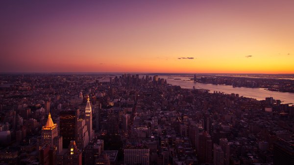 Нью-Йорк Манхэттен солнце