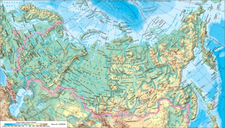 Физическая карта России рельеф