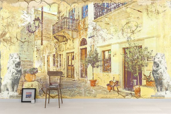 Настенная фреска в интерьере