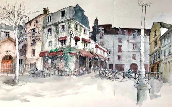 Город акварелью