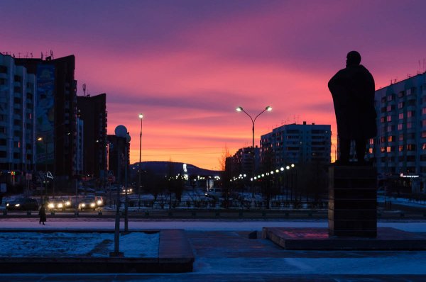 Ночной Братск зимой