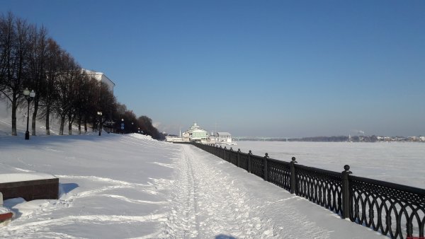 Ярославль Волжская набережная стрелка зимой